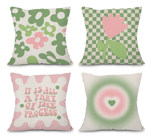 Heilkee Juego De 4 Fundas De Almohada Decorativas En Colore.