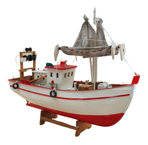 Imagem 3 de 4 de Barco Pesqueiro Decorativo Em Madeira 45 X 39 Cm