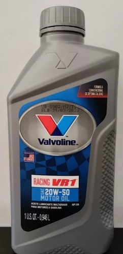 Aceite Mineral Valvoline 20w50 Vr1 Racing