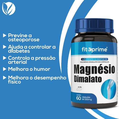 Imagem 2 de 4 de 2 Potes Magnésio Dimalato 400mg 60cps Fitoprime