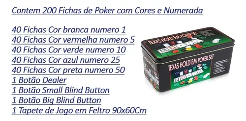 Brinquedo Jogo Texas Poker Set Lata com 200 fichas e 2 Baralhos - TEXAS  HOLD - Jogo de Poker - Magazine Luiza