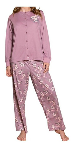 Pijama Algodón Estampado Botones Mujer 