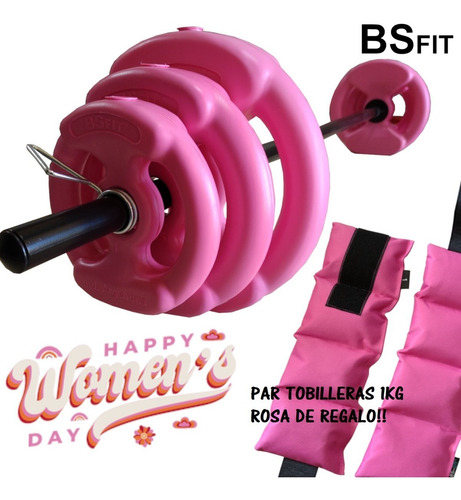 Kit Set 17 Kg Bsfit Discos C/ Agarre Pesas Barra Gym Combo
