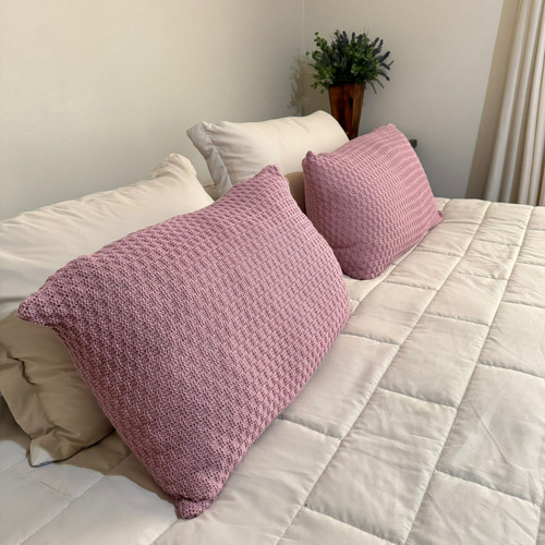 Kit Peseira Manta Cama King Xale 260x60 + 2 Capas Links Cor Rosê / Capas 60x40cm