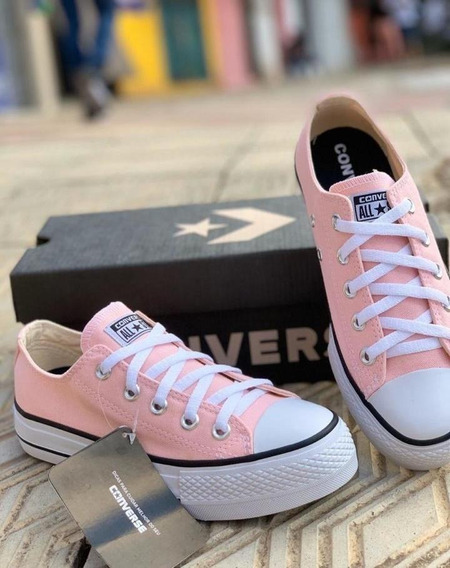 tenis all star couro rosa