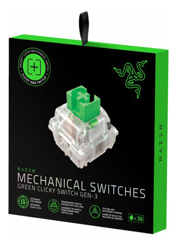 Kit De 36 Switch Razer Green Clicky 3era Generacion 3 Pines