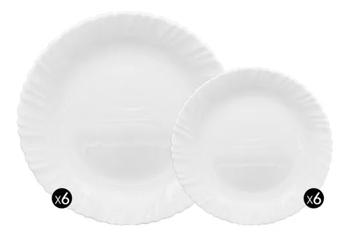 Pack 12 Platos Playo Postre Praga Vidrio Opalina Resistentes