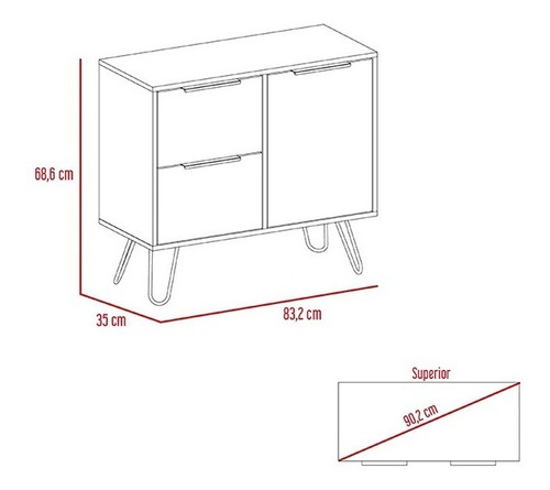 Comoda Doble Concept D-73 2p+1c 83x35x69 Cms Duna Wengue