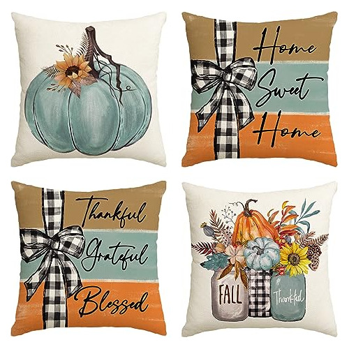 Fundas De Almohada  Home Sweet Home  De Calabaza De Oto...