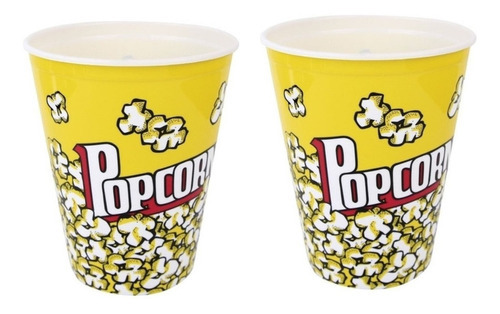 Ki 2 Balde Pipoca 2 Litros Plástico Amarelo Popcorn Geek