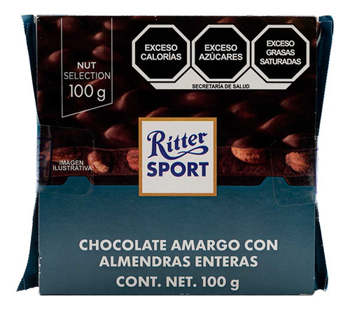 Chocolate Ritter Sport Amargo Almendra 100g