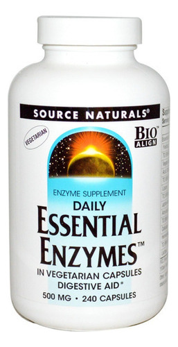 Source Naturals, Enzimas esenciales diarias, 500 mg, 240 cápsulas de sabor neutro