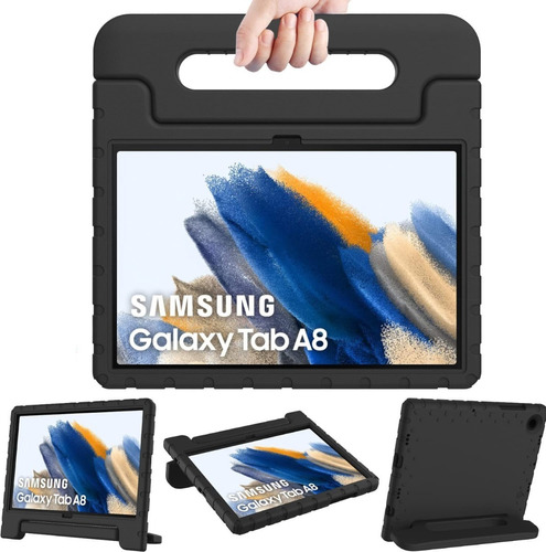 Funda Agarradera Uso Rudo Para Galaxy Tab A8 10.5 X200 Negro