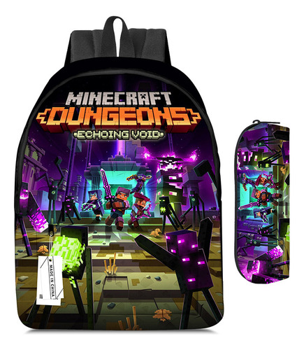 Mochila Escolar My World Minecraft Para Escuela Primaria Y S