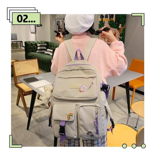 Mochila De Estudiante Impermeable Linda Informal Coreana
