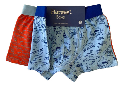 Boxer 2 Unidades Talla 6 Niño Marca Harvest