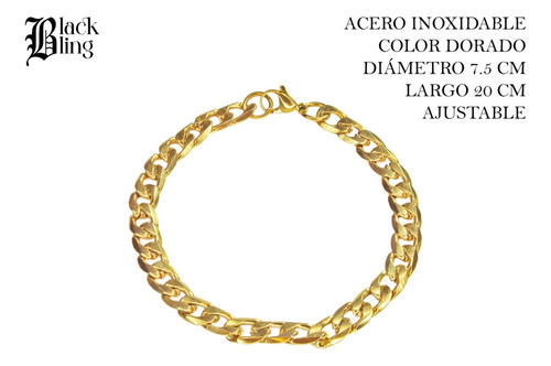 Kit Cadena Y Pulsera Color Oro Eslabon Cubano Acero Mujer