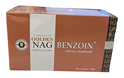Incenso Golden Nag Benzoin Massala 1 Cx C/12 Caixinhas Cada Fragrância Bejoin