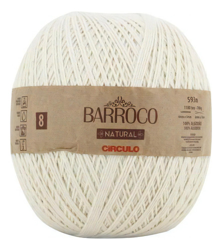 Linha Fio Cordão Barbante Barroco Natural Círculo Nº8 - 700g