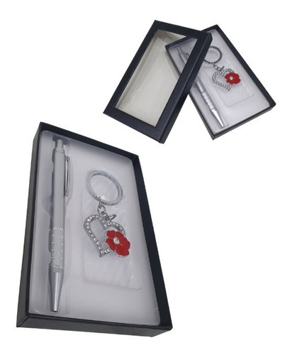 Set De Boligrafo Y Llavero En Caja De Mujer