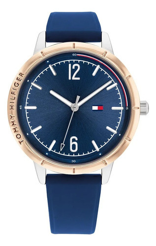 Reloj Tommy Hilfiger Para Mujer De Silicona Color Azul Color Del Bisel Dorado