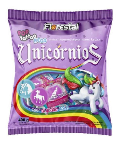 Pirulito Pop Tatoo Unicórnio Tatuagem 8g C/50unid - 400g
