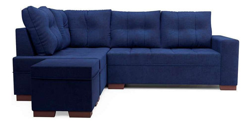 Sofá De Canto 6 Lugares Gávea Suede Azul