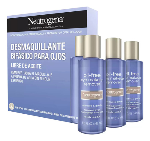 Desmaquillante Bifásico De Ojos Neutrogena 3 Pzas De 162 Ml