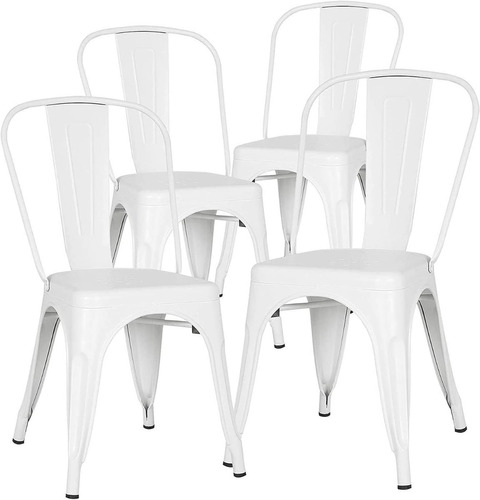 Set X4 Silla Metal Tolix Blanca