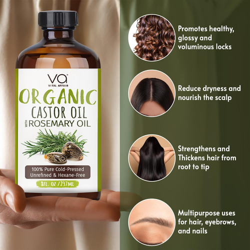 Aceite Capilar Vital Affair Organic Castor Con Romero, Vidri