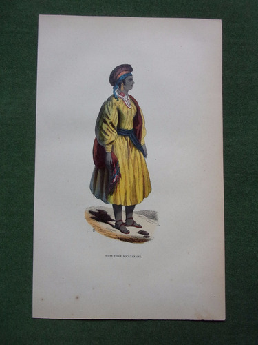 Africa   Joven Socknanaise  Grabado Coloreado De 1844