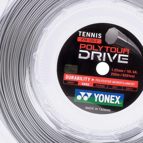 Cuerda enrollable Yonex Poly Tour Drive de 16 l y 1,25 mm con 200 metros