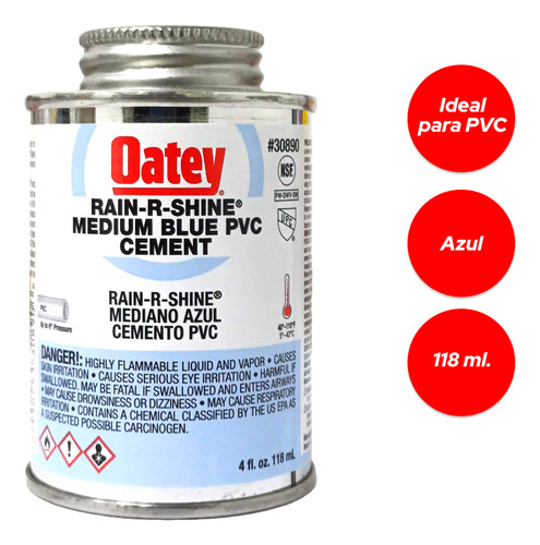 Pega 4oz 1/32 Tuberías Pvc Azul Condiciones Humedas Oatey