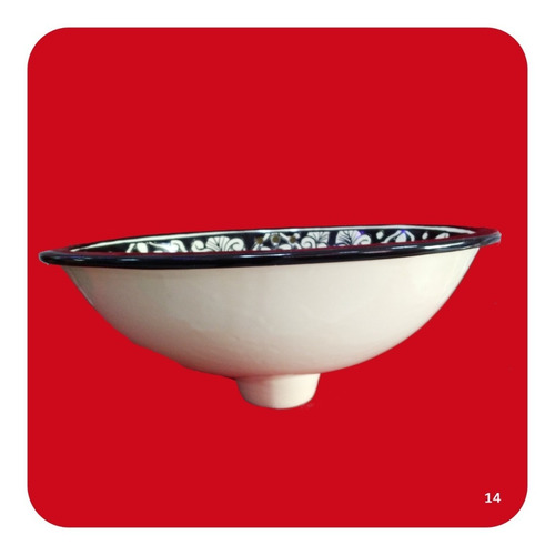 Imagen 2 de 3 de Lavabo Grande Negro Cerámica Tipo Talavera 44x36x17 Cm M14