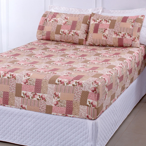 Jogo De Lençol Elástico Casal Queen 3 Pc Estampado Cama Box Cor Geométrico Rosa Desenho Do Tecido Estampas