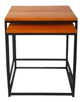 Comprar Set X2 Mesas Ratonas Nido Estilo Industrial Hierro Y Madera