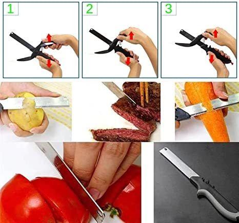 Imagen 3 de 7 de Tijeras De Cocina, Cortador De Verduras Con Tabla De