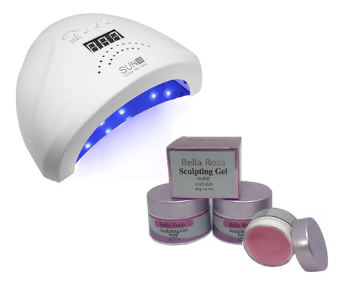 Gel Construtor De Unhas Uv Led  Bela Rosa + Cabine 48w