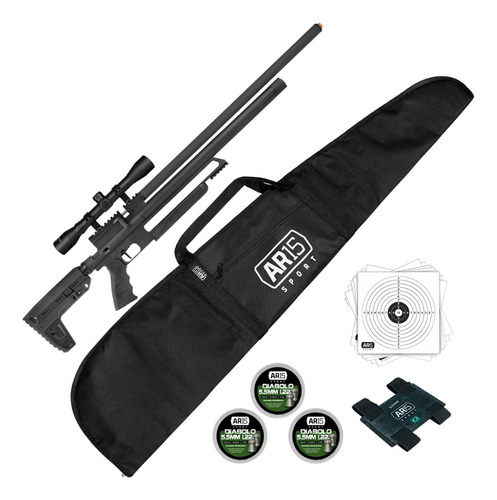 Espingarda De Pressao 5.5mm Pcp Quickshot Tatical Com Luneta