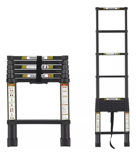 Escalera Plegable Telescópica Retráctil 9 Pasos 2,6 Metros