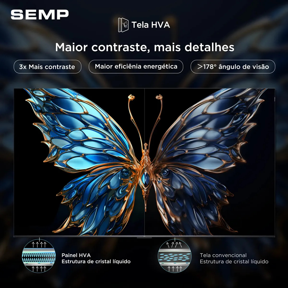 Smart TV Semp 43 Polegadas LED HVA 4K S62 WiFi Bluetooth Google TV 3 HDMI HDR10+ Dolby Audio 43S62 5