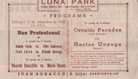 Antiguo Programa Y Entrada Del ** Luna Park ** Año 1953 (Usado)