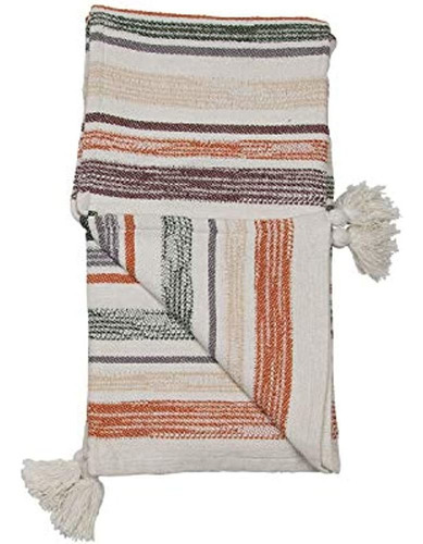Foreside Home & Garden Manta De Algodón Tejida Multicolor De
