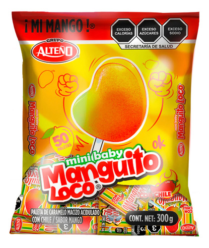 Paleta Mini Baby Manguito Loco Alteño Sabor Mango 50 Piezas