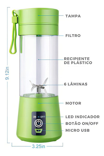 Mini Licuadora Portátil Recargable Usb-con Vaso De 380ml *