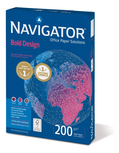 Papel Opalina Mate Navigator 200grs Doble Faz A4 X 150 Hojas