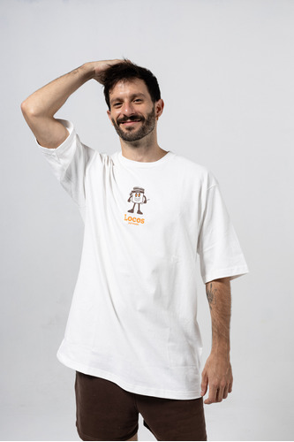 Remera Algodon Locos X El Asado Chimi Blanco Crudo Oversize