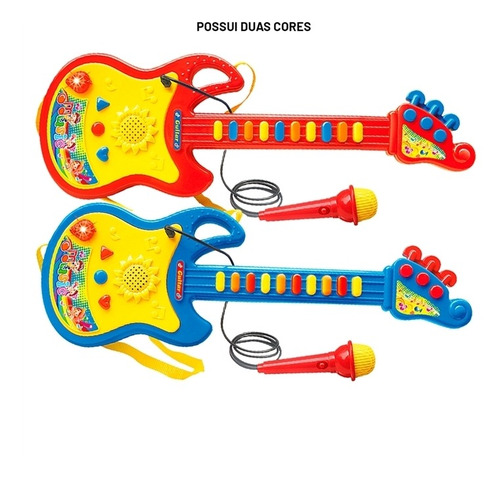 Imagem 5 de 5 de Guitarra Infantil C/ Microfone P/ Cantar C Som E Luz Dm Toys