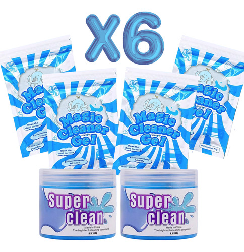 Set 6pz Gel Limpiador Carros Celular Teclados Slime Colores