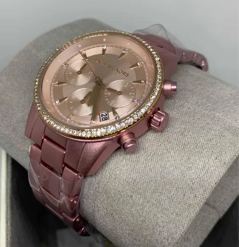 Reloj Michael Kors Cronógrafo Mujer En Aluminio Rosa Mk6753